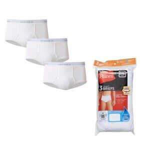 Hanes Mens 3 Pack White Tagless Briefs L Comfortflex Waistband